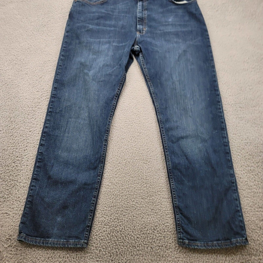 Wrangler Jeans Mens 38x30 Blue Denim ZM100TW Straight Fit Medium Wash - Picture 12 of 16